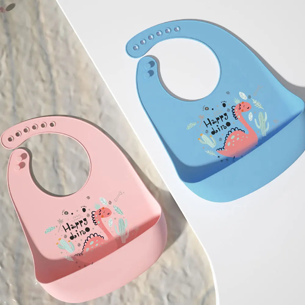Waterproof silicone bib for babies and children.