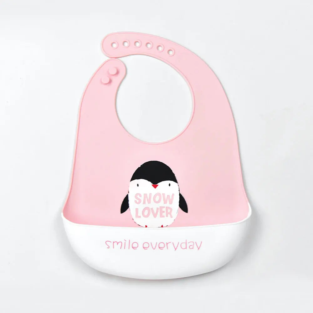 Waterproof silicone bib for babies and children.