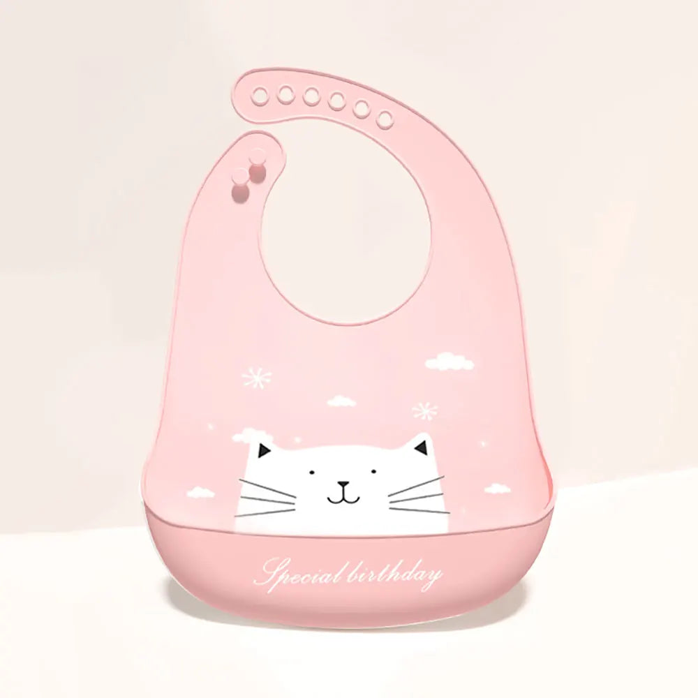 Waterproof silicone bib for babies and children.