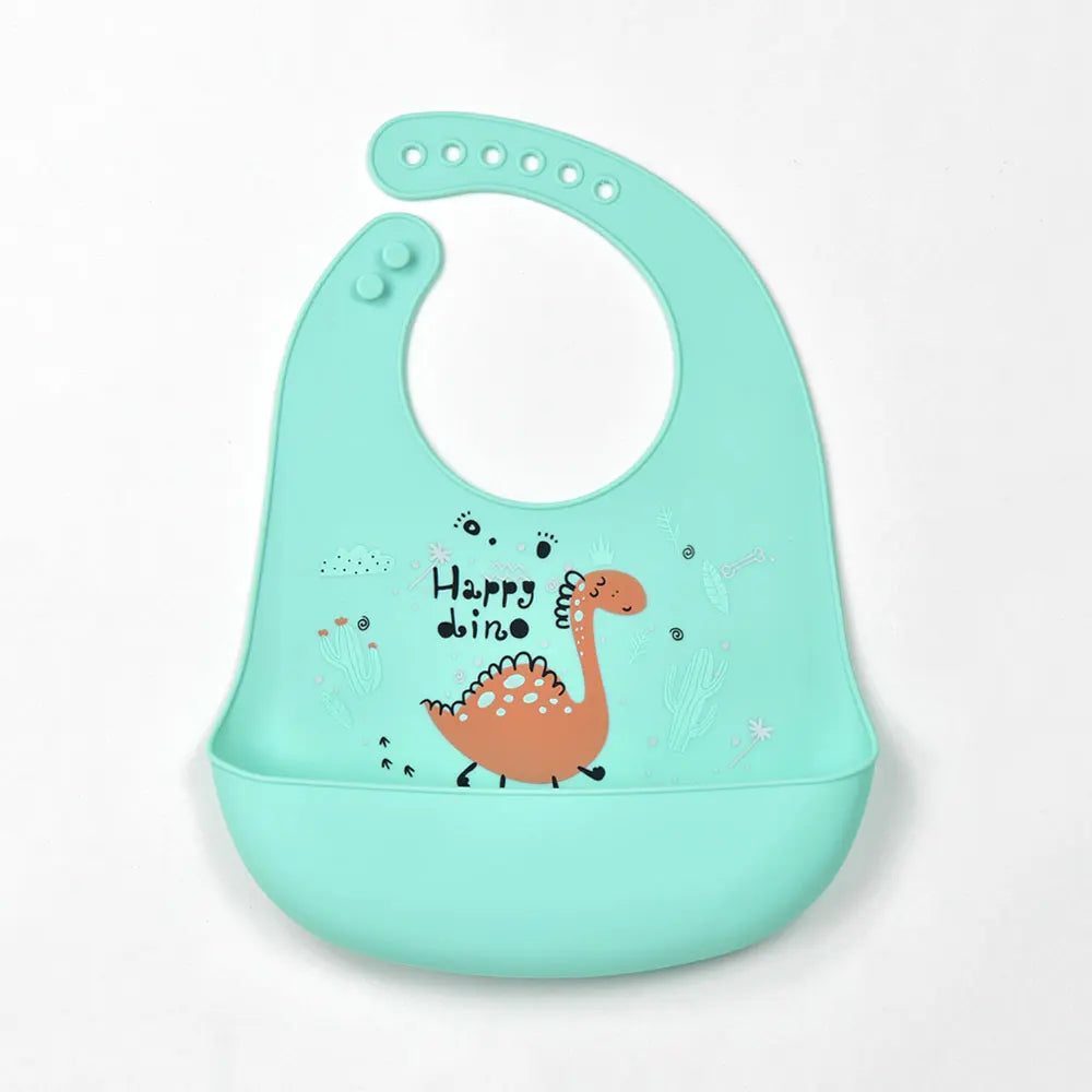 Waterproof silicone bib for babies and children.
