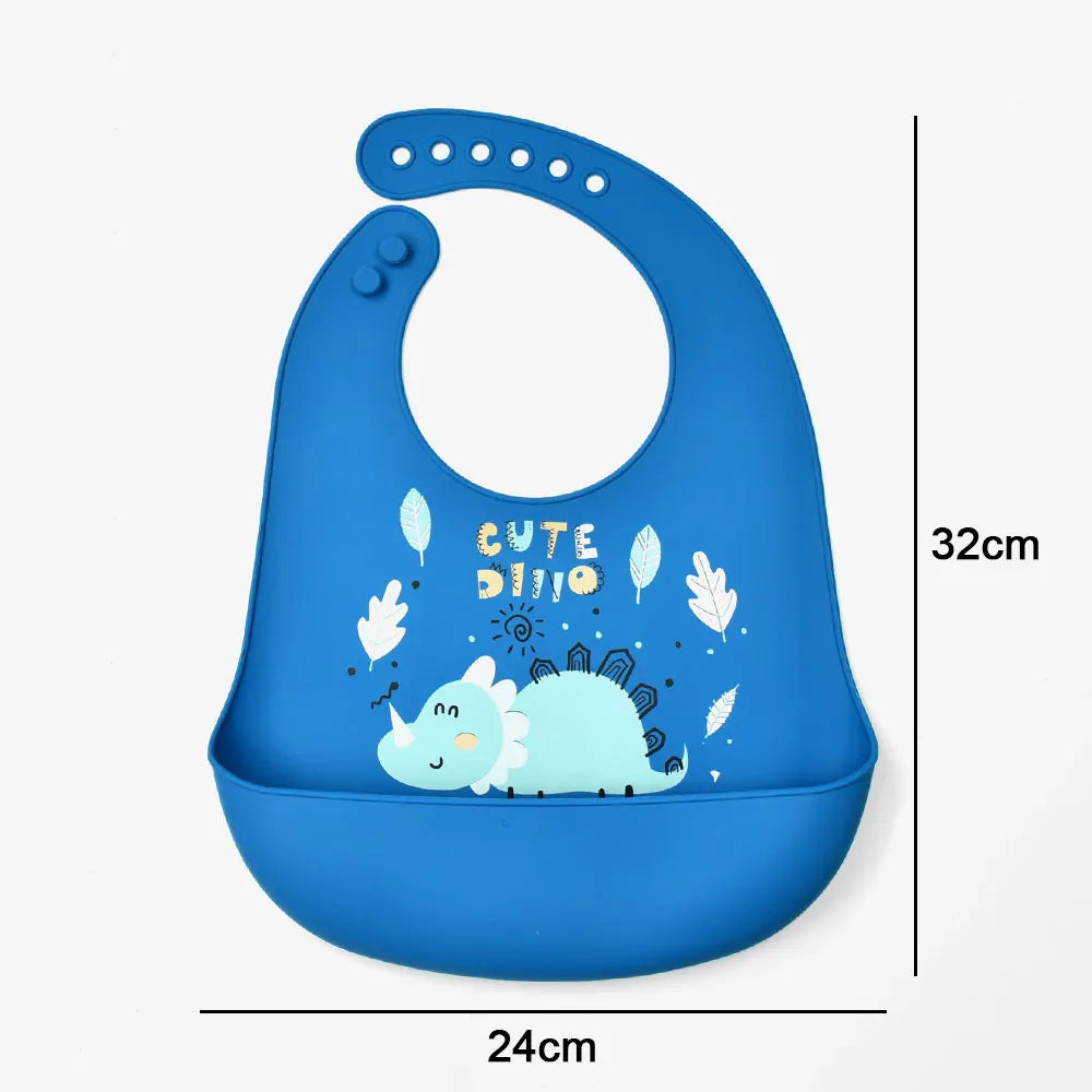 Waterproof silicone bib for babies and children.