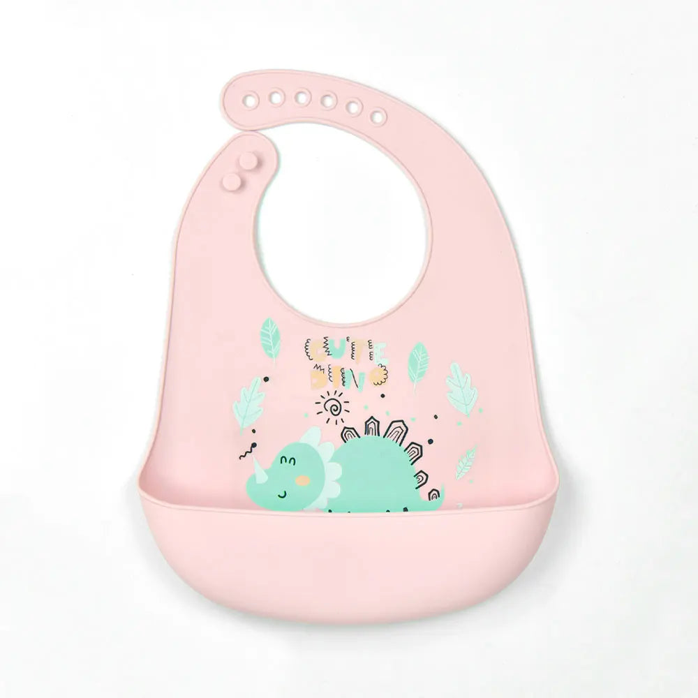 Waterproof silicone bib for babies and children.