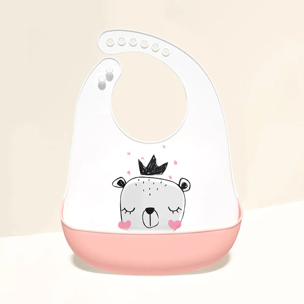 Waterproof silicone bib for babies and children.