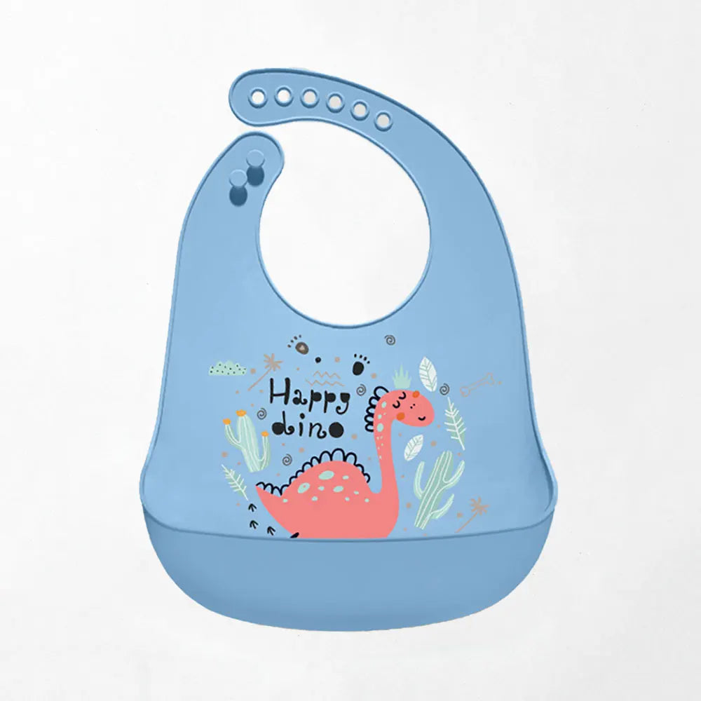 Waterproof silicone bib for babies and children.