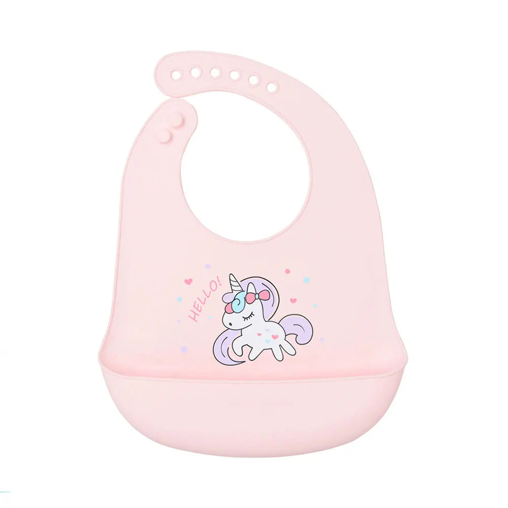 Waterproof silicone bib for babies and children.
