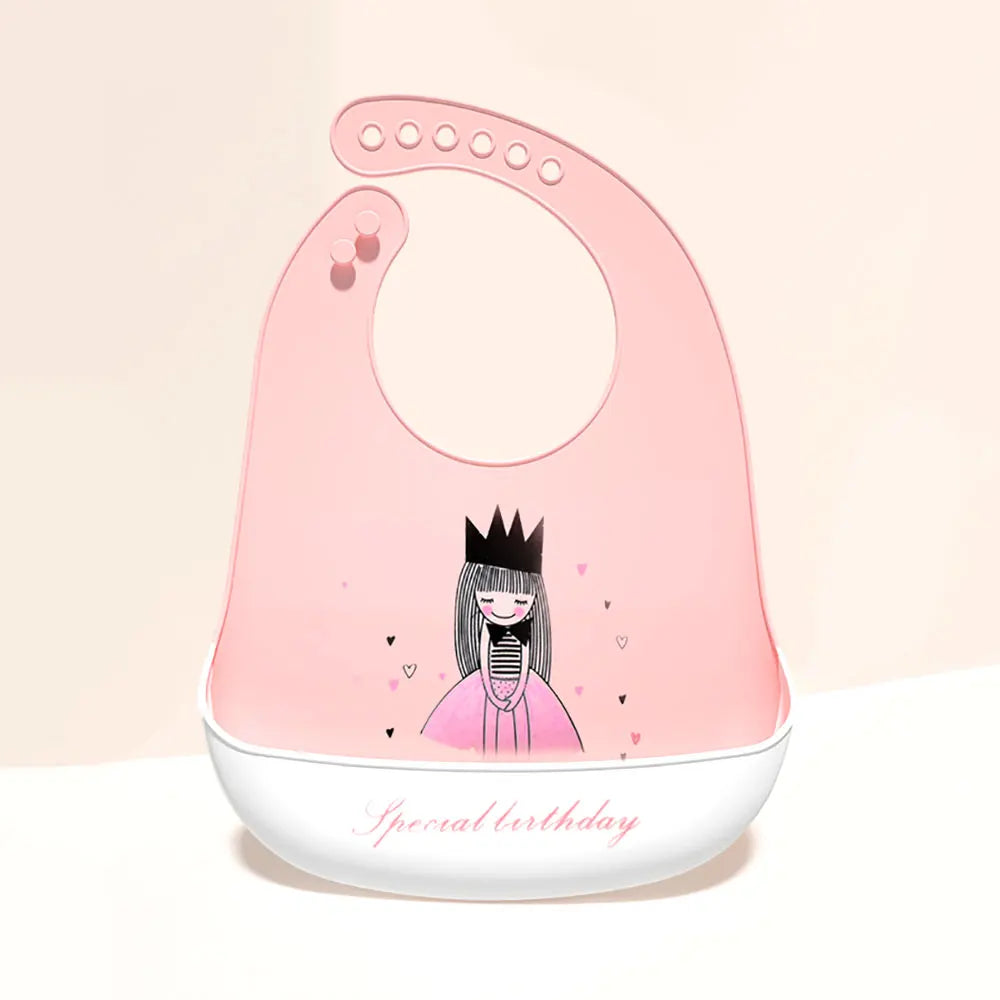 Waterproof silicone bib for babies and children.