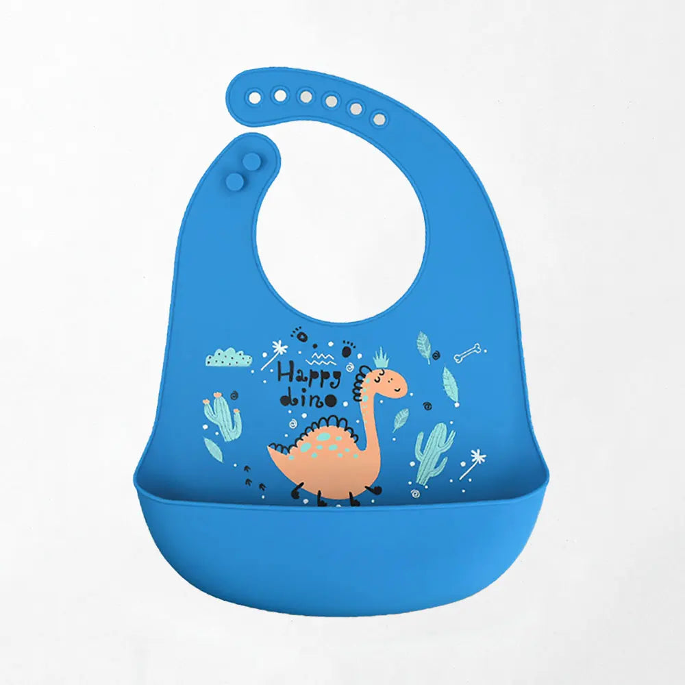 Waterproof silicone bib for babies and children.