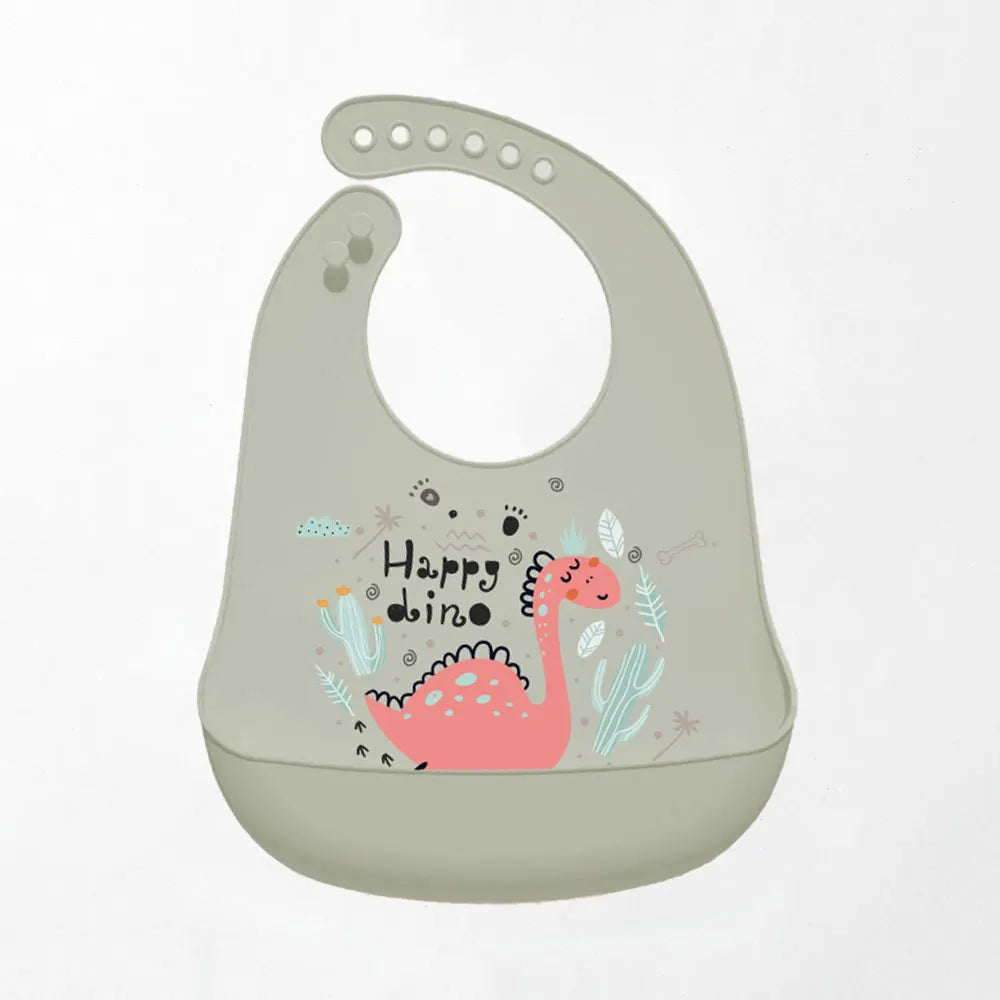 Waterproof silicone bib for babies and children.